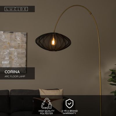 Lucide CORINA - Stojacia lampa Arc - 1xE27 - Čierna